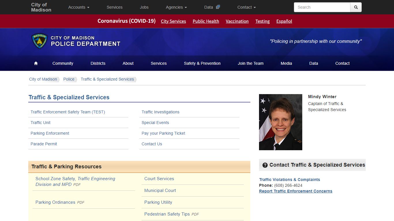 Traffic & Specialized Services - Police Department - Madison, Wisconsin